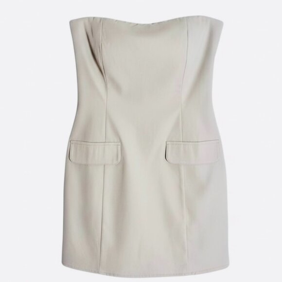 NWT Princess Polly Langdon Strapless Mini Dress sz 2 Beige Lined - Picture 3 of 10